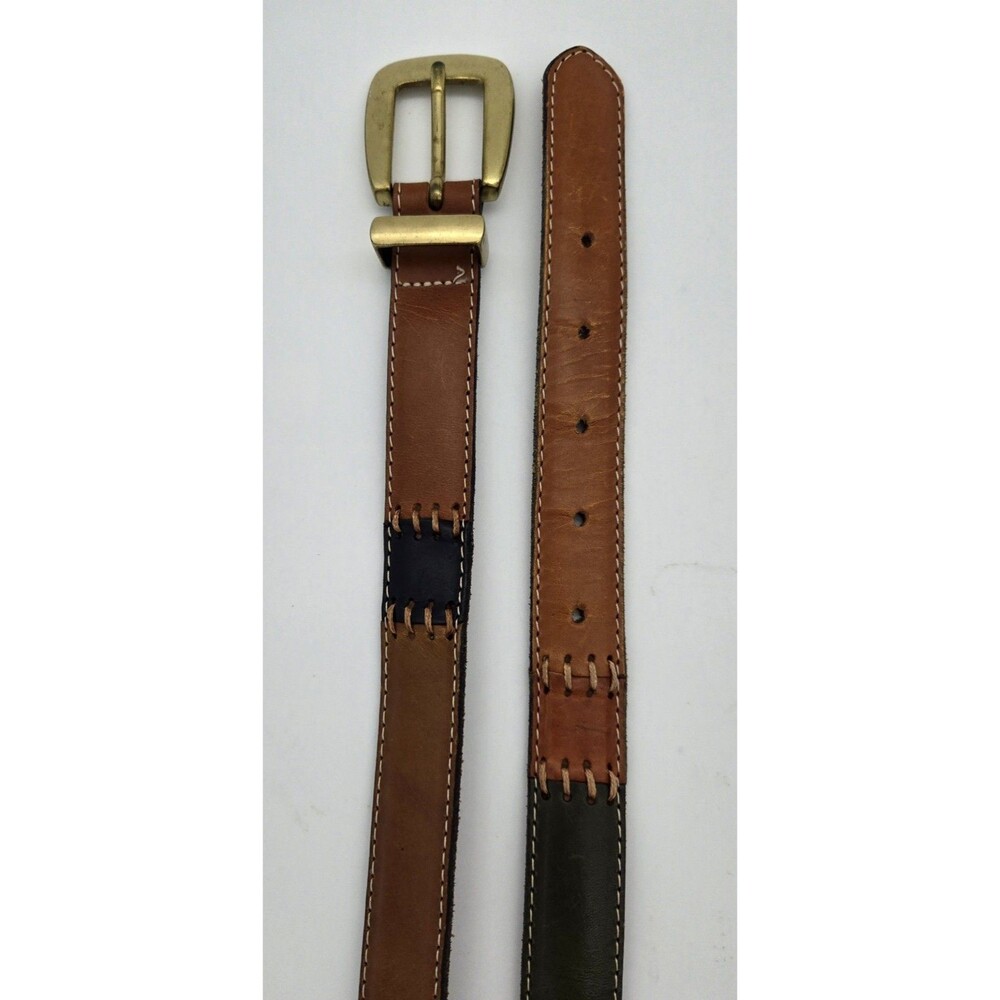 Fossil Women's Large Multicolor Patchwork Leather Belt Brass Buckle 30–34‎
